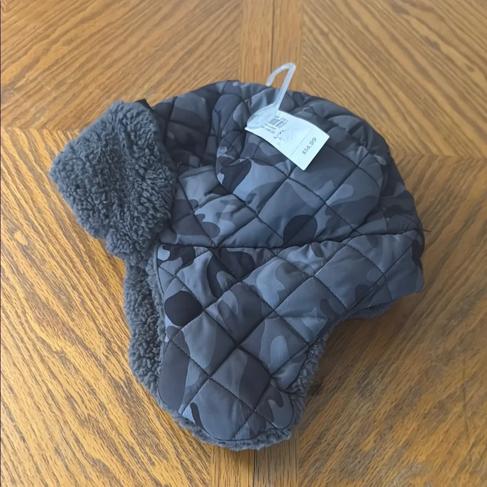 Old Navy Black and Gray Camo Hat with Ear Flaps